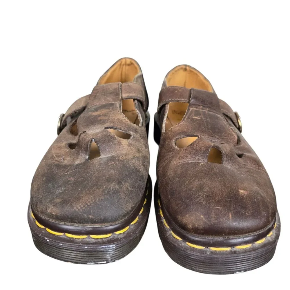 VTG Dr Doc Martens 8062 Mary Jane Brown Leather Shoes England Women's US 4 90s